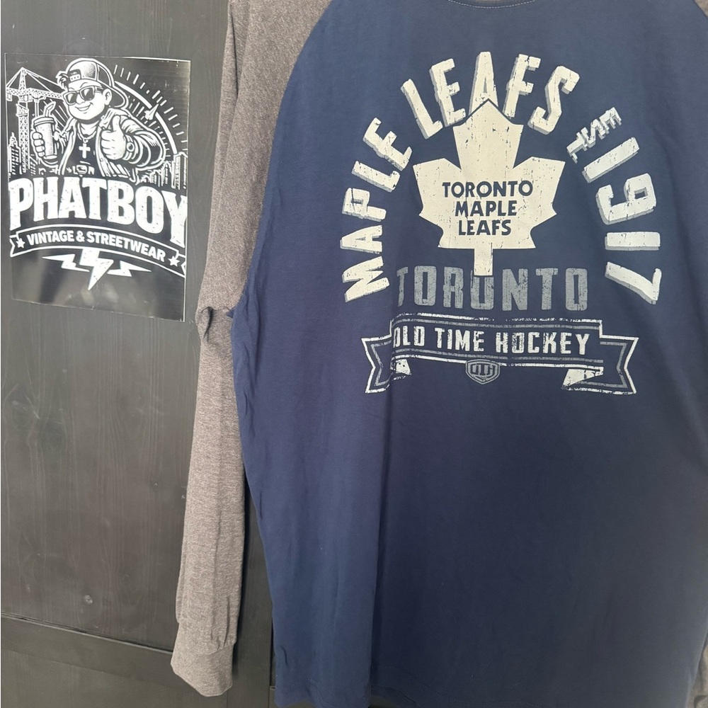 NHL Toronto Maple Leafs Blue and Gray Long Sleeve Tee